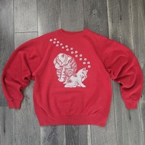 Red Cat Print Sweatshirt